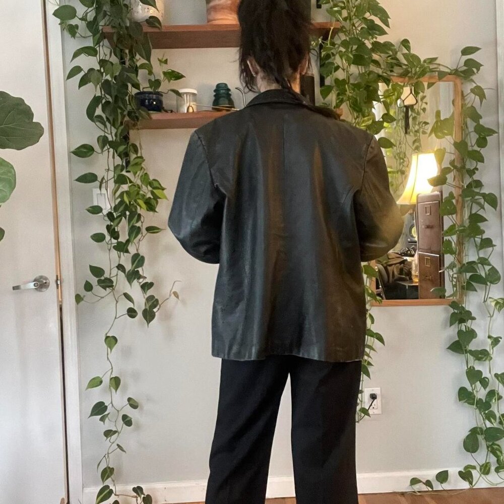 Elyze Paris Black Soft Genuine Leather Blazer with Pockets - L - Picture 4 of 7